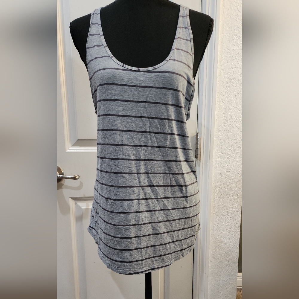 lululemon athletica Gray and Black Striped Tank Top
